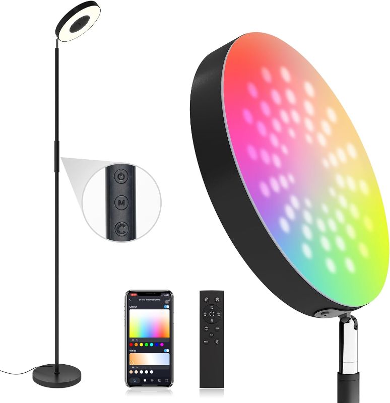 Photo 1 of addlon RGB Floor Lamp, 2000LM LED Super Bright-Tall Standing with Alexa, App and Remote Control, Smart Modern Floor Lamp with Music Sync and 16 Million DIY Colors for Bedroom Living Room
