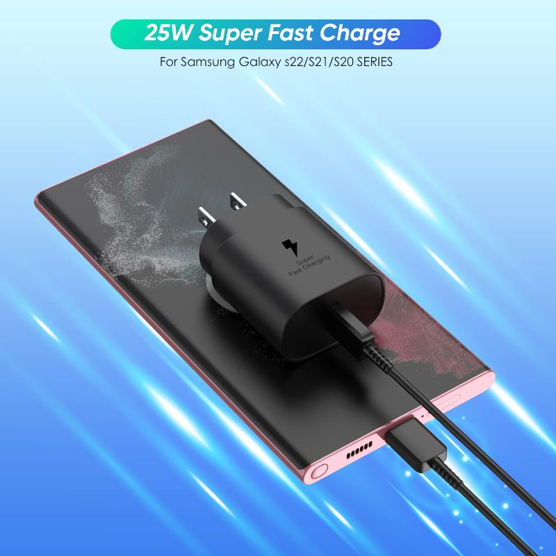 Photo 1 of 10FT Long Samsung Charger Fast Charging Cord  25W USB-C Super Fast Charging Black PD/PPS Wall Charger Type-C Block for Samsung Galaxy S23/S22/S22 Ultra/S22/S21/Note20/iPhone 15/Plus/Pro/Pro Max
