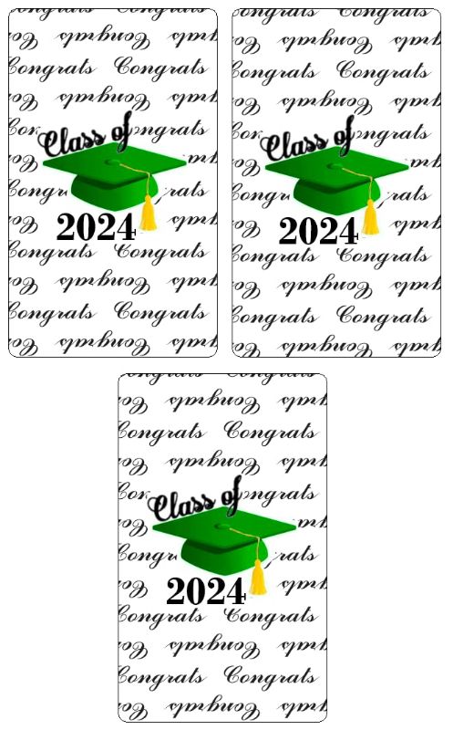 Photo 1 of 2023 60 Graduation Cap Party Class of 2024 Miniatures Candy Bar Wrapper, (Set of 60) Mini Candy Chocolate Bar Stickers, Labels, Candy Not Included, Color Green 