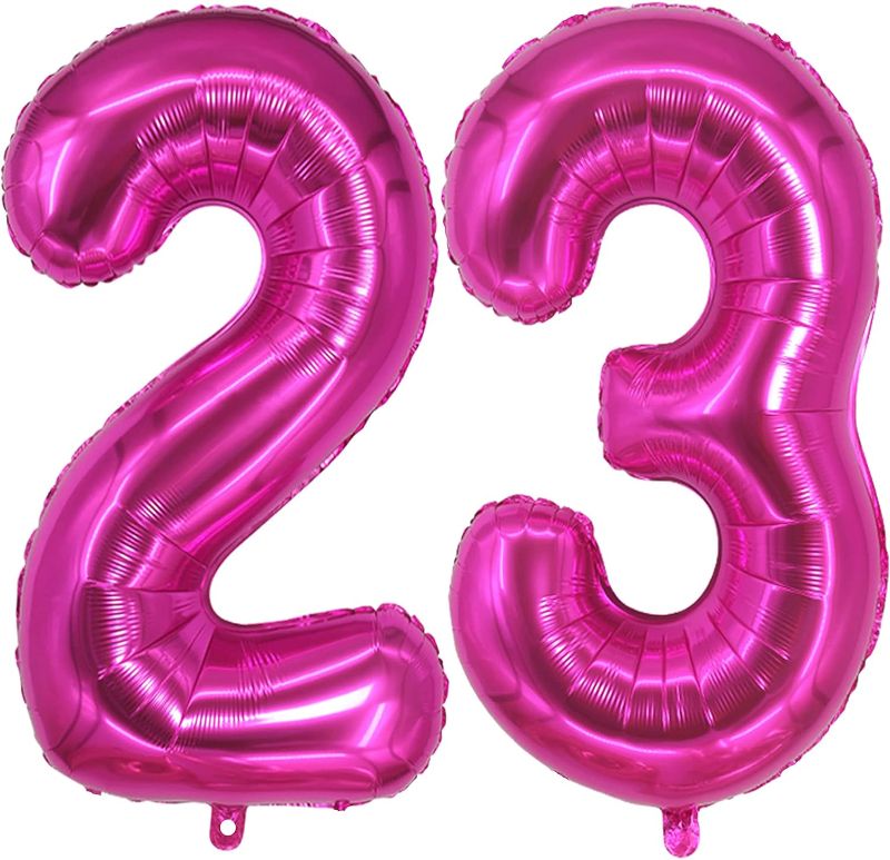 Photo 1 of 23 Balloon Number Hot Pink 23 Foil Mylar Jumbo Giant Big Large 32 Balloons Number 23rd 32nd Birthday Party Anniversary Decorations Supplies for Women Balloon 40 Inch