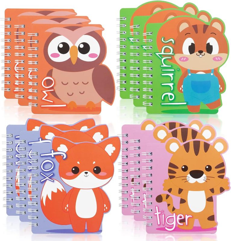 Photo 1 of YOYTOO 12Pcs Mini Notebook Spiral Notepads with 4 Animal Designs Office School Supplies Teacher Students Classroom Reward Party Favor for Girls Boys 