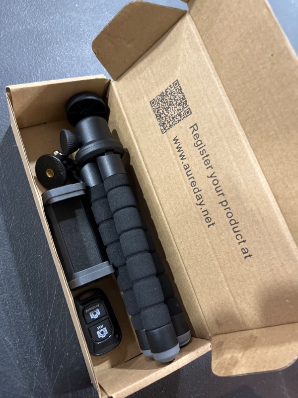 Photo 1 of Aureday Phone Tripod, Flexible Tripod for iPhone and Android Cell Phone, Portable Small Tripod with Wireless Remote and Clip for Video Recording/Vlogging/Selfie Black