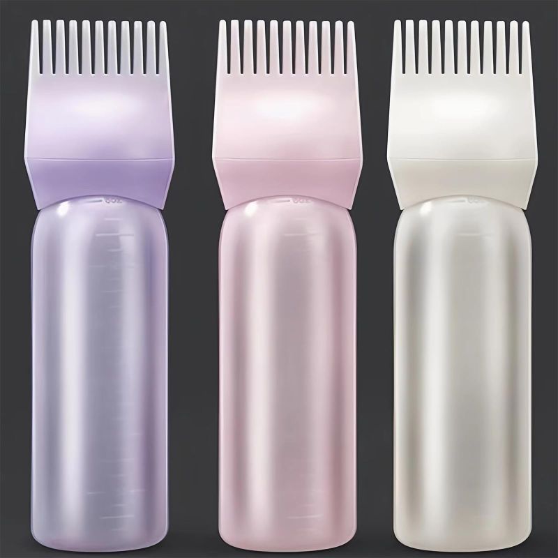 Photo 1 of 2 PACK Meaufxet Root Comb Applicator Bottle 6 Ounce,3 Pack Applicator Bottle for Hair Dye with Graduated Scale(Pink+White+Purple)  