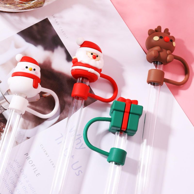 Photo 1 of 2 PACK- 4pcs Christmas Straw Cover for Stanley 30&40 Oz Tumbler, 10mm Cute Straw Cover Cap for Stanley Cup Accessories, Dust-Proof Drinking Straw Reusable Straw Tips Lids (4pcs christmas theme straw cover) 4pcs-christmas-straw cover