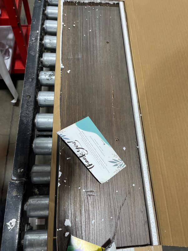 Photo 1 of Axeman 48 Inch Fireplace Mantel Shelf - 8 Inch Deep Rustic Solid Elm Wood Floating Shelf, Wall Mounted Farmhouse Display Shelf with Invisible Heavy Duty Metal Bracket, Walnut Walnut 48 inches