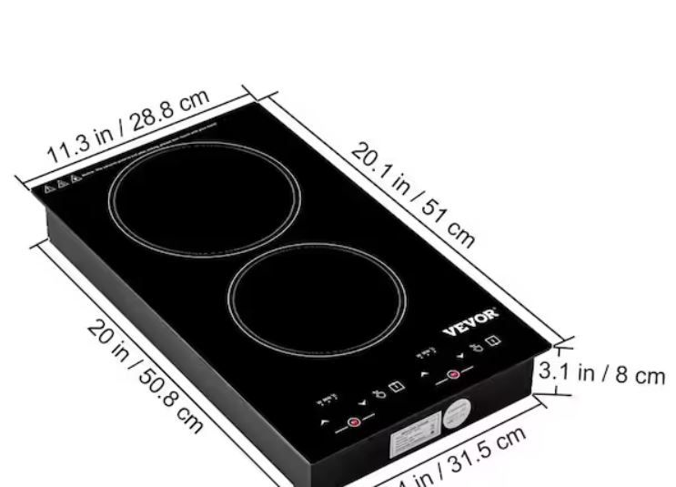 Photo 1 of 20.1 in. x 11.3 in. Built-in Induction Hotplate 2-Elements Electric Cooktop with 9-Power Levels Radiant Cooktop
