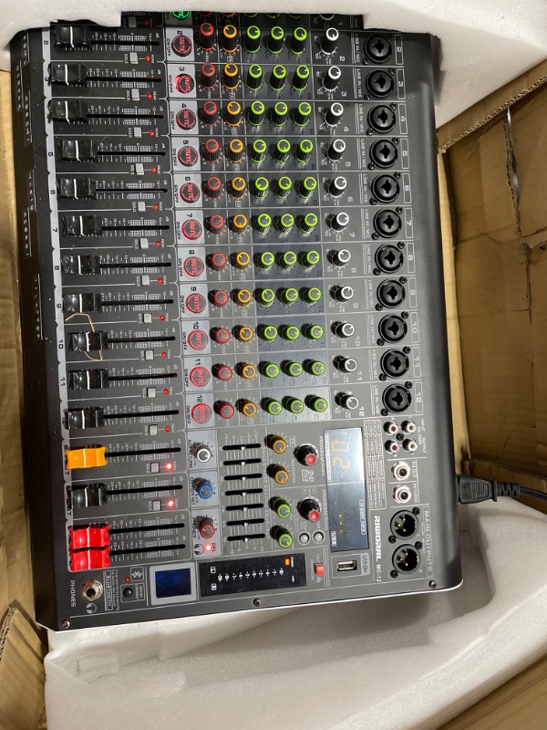 Photo 2 of 12 Channels Audio Interface DJ Mixing Sound Board 16 Dsp Digital Mixer with Effects +48V phantom Bluetooth USB Rac Interface As Mp3 Player Audio Mixer For Karaoke Dj Studio Streaming Recording