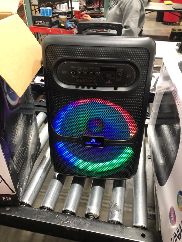 Photo 1 of Max Power DJ Speaker - MPD1223-ROAR Portable Sound System -Bluetooth Multi LED Light Speaker Set Perfect for Indoor and Outdoor - PA Speaker System with Remote, Microphone and Speaker Stand