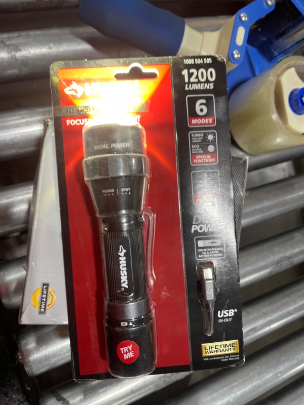 Photo 1 of 1200 Lumens Dual Power LED Rechargeable Focusing Flashlight with Rechargeable Battery and USB-C Cable Included
