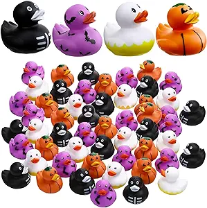 Photo 1 of 48 Pack 2 Inch Halloween Rubber Duckies Assorted Mini Rubber Ducks in Bulk Rubber Ducky Party Supplies for Boys Girls Trick or Treat Goodie Bag Fillers, Halloween Themed Bathtub Toys 