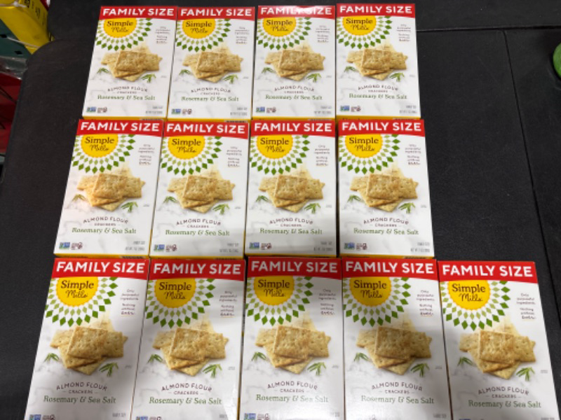 Photo 2 of Simple Mills Almond Flour Crackers, Family Size, Rosemary & Sea Salt - Gluten Free, Vegan, Healthy Snacks, 7 Ounce (Pack of 1) Rosemary & Sea Salt 7 Ounce - EXP - 01/14/2024 -     365 Everyday Value, Fat & Sodium Popcorn - 12/23/2023
