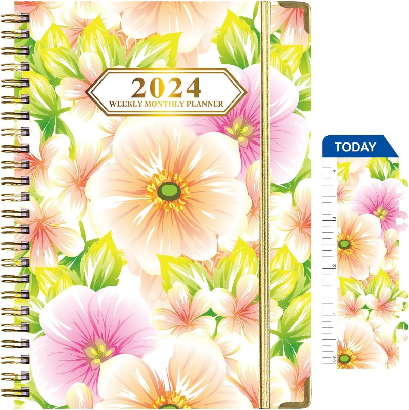 Photo 1 of 2024 Planner, Weekly & Monthly Planner 2024 from Jan. 2024-Dec. 2024, 8.5"×6.1", Academic Planner 2024 with Tabs, Twin-Wire Binding, Thick Paper, Home or Office Use for Gifts 