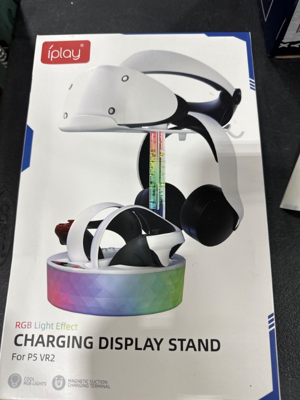 Photo 2 of Dxldfks Playstation VR2 Charging Dock, Charging Station for PS VR2 Accessories Controllers with Headset Holder Display Stand and RGB Light