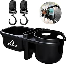 Photo 1 of 3 in 1 Stroller Cup Holder with 2 Stroller Hooks for Hanging Diaper Bags, Purse - Upgraded Removable Universal Cup Holder with Phone Holder & Snack Tray for Stroller, Bike, Wheelchair, Walker, Scooter