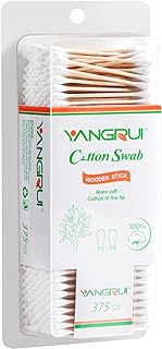 Photo 1 of 2pk YANGRUI Cotton Swab, 375 Count Wooden Stick BPA Free Naturally Pure Double Round Ear Swabs Eco-friendly Cotton Buds 