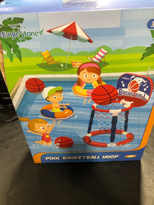 Photo 3 of EagleStone Pool Basketball Toys with Backboard, Floating Swimming Pool Basketball Hoop for Pool Game Includes Poolside Water Basketball Hoop, 3 Balls and Pump, Summer Pool Toys for Kids and Adults Hoop with Backboard