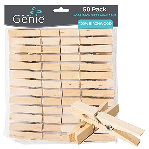 Photo 1 of 2 PACK - Home Genie Large Wooden Clothespins, 2.9", 50 Pack Natural Birchwood, Rust and Moisture Resistant Clothes Pegs, Durable Wood Clothing Pins, Strong Grip