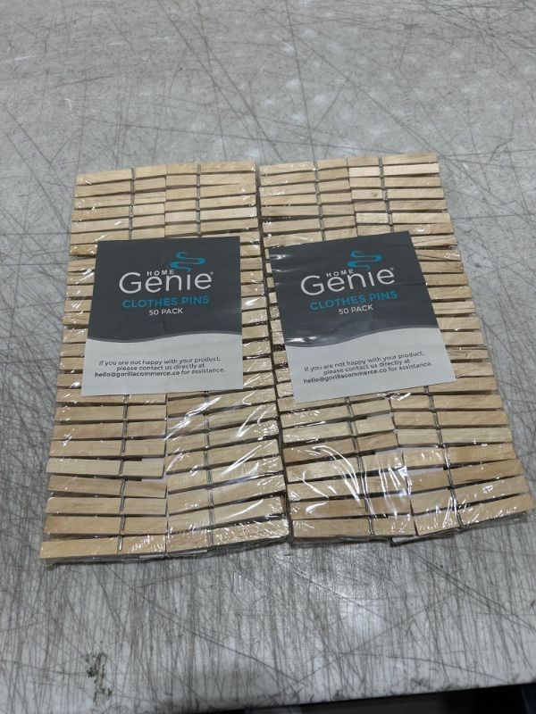 Photo 2 of 2 PACK - Home Genie Large Wooden Clothespins, 2.9", 50 Pack Natural Birchwood, Rust and Moisture Resistant Clothes Pegs, Durable Wood Clothing Pins, Strong Grip