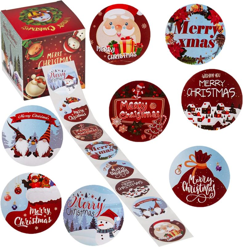 Photo 1 of 500 PCS Christmas Stickers?Christmas Gift Tags?Self Adhesive Name Tags Christmas Wrapping Paper Stickers with 8 Designs Write On Then Peel & Presents
