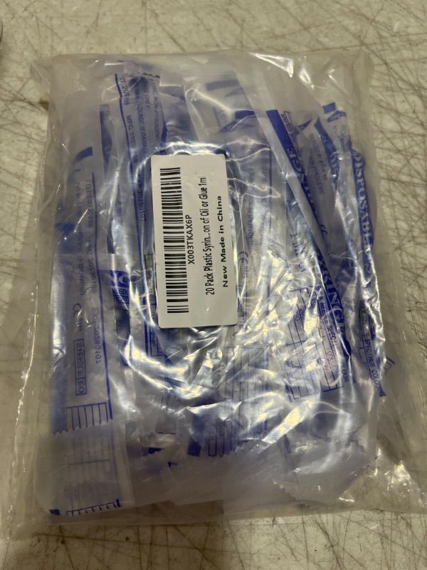 Photo 1 of 20 Pack Plastic Syringes with Measurement Markings, Individually Sealed Ideal for Oral Use, Refilling, Pet Feeding, Including Application of Oil or Glue 1ml