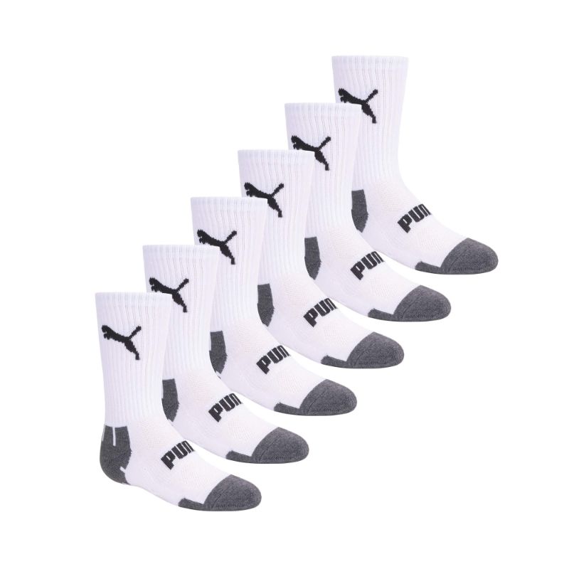 Photo 1 of PUMA boys 6 Pack Crew Cut Socks 5-6.5 White/Multi