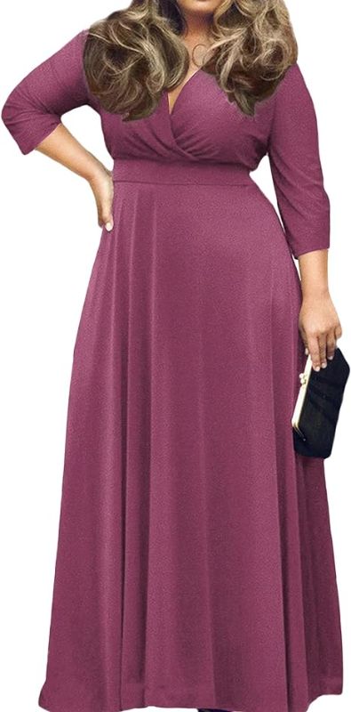 Photo 1 of KARALIN Women's Plus Size Long Sleeve Loose Plain Casual Long Maxi Dresses with Pockets - SIZE 16W
