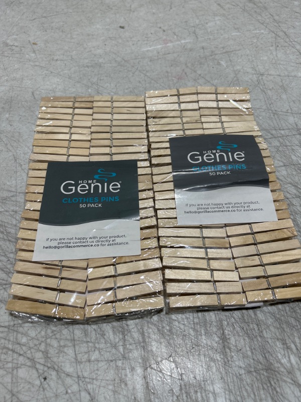 Photo 2 of 2 PACK - Home Genie Large Wooden Clothespins, 2.9", 50 Pack Natural Birchwood, Rust and Moisture Resistant Clothes Pegs, Durable Wood Clothing Pins, Strong Grip
