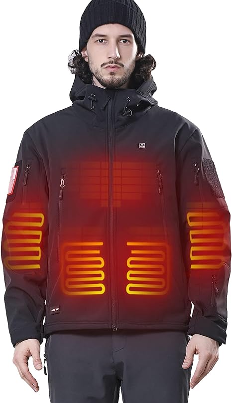 Photo 1 of DEWBU Heated Jacket for Men with 12V Battery Pack Winter Outdoor Soft Shell Electric Heating Coat
