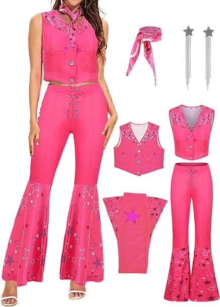 Photo 1 of Girls Women Cowgirl Costume Kids Adult 70s 80s Hippie Disco Cowboy Outfits Halloween Costume Cosplay- Size Small
