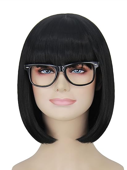 Photo 1 of Juziviee Black Bob Wigs for Women Short Bob Hair Wig with Bangs Natural Cute Synthetic Wigs for Daily Party with Wig Net AD026BK 