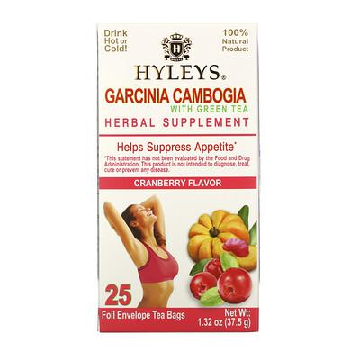 Photo 1 of Hyleys Tea Garcinia Cambogia with Green Tea Cranberry 25 Tea Bags 1.32 Oz (37.5 G)Best By February 2025
