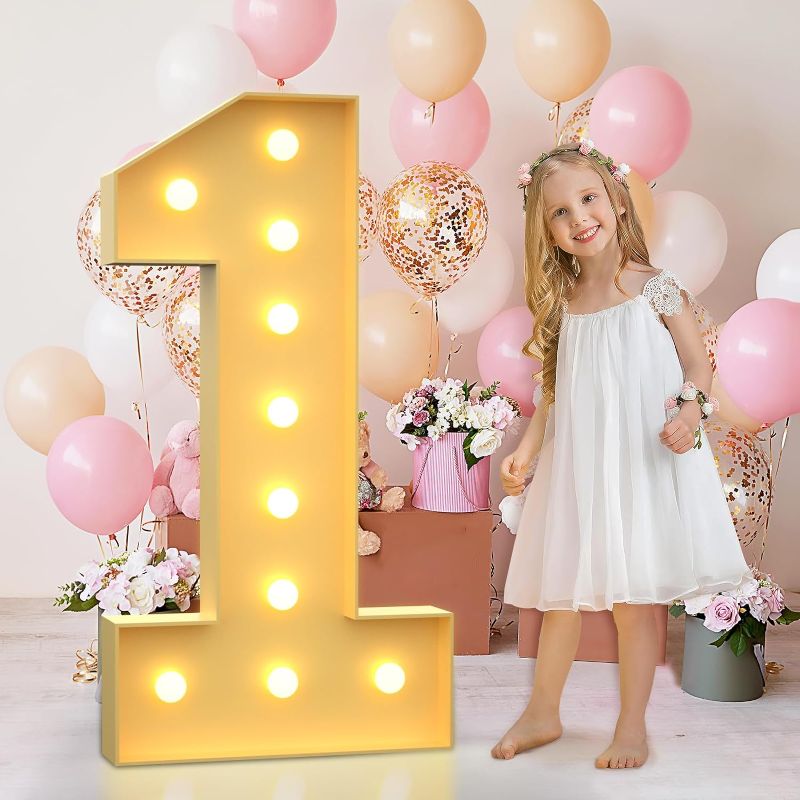 Photo 1 of 4FT Marquee Light Up Numbers Letters, Mosaic Numbers for Balloons, Gaint Marquee Numbers, Number 1 Balloon for First Birthday, 1st Birthday Decorations, Anniversary Decoration 1 year old Party Decor 