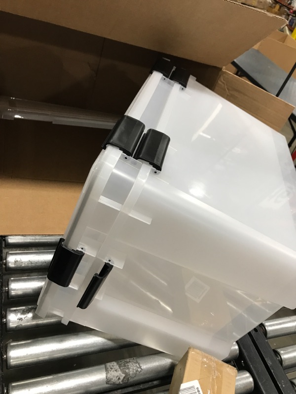 Photo 1 of 74 Quart WEATHERPRO Plastic Storage Box with Durable Lid and Seal and Secure Latching Buckles, Weathertight, Clear with Black Buckles, 2 Pack, 585449 74 Qt. - 2 Pack