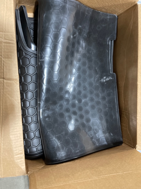 Photo 2 of Megiteller Car Floor Mats Custom Fit for Hyundai Kona 2018 2019 2020 2021 2022 2023?Electric Models Only? Odorless Washable Heavy Duty Rubber (All Weather) Floor Liners Black Black Kona Electric Models