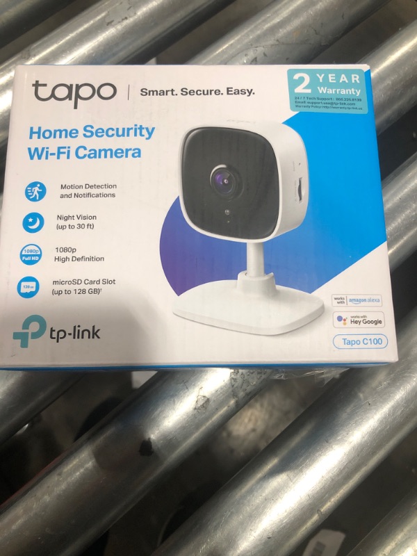 Photo 2 of 1080P Indoor Security Camera for Baby Monitor, Dog Camera w/ Motion Detection, 2-Way Audio Siren, Night Vision, Cloud & SD Card Storage, Works w/ Alexa & Google Home (Tapo C100) 1080P 1-Pack