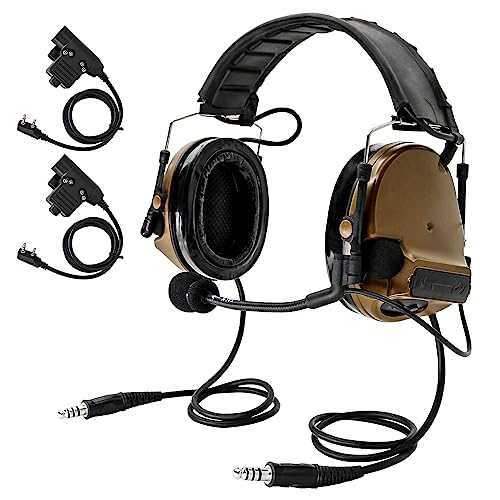 Photo 1 of HEARFALCOM Dual Communication COMTA III Tactical Headset with PTT Adapters U94 PTT Compatible with Baofeng UV-5R, UV-82 Walkie Talkie Suitable for Airsoft Sports, Hunting, Hearing Protection(CB)