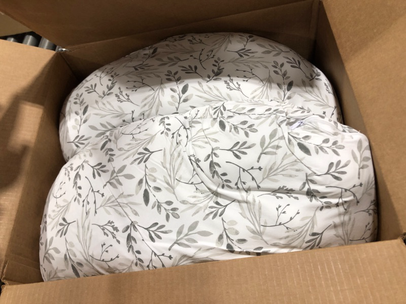 Photo 2 of Boppy Total Body Pregnancy Pillow with Easy-on Removable Pillow Cover in Gray Scattered Leaves for Full-body Support, Body Pillow for Pregnancy and Postpartum Positioning