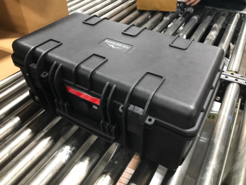 Photo 1 of 22" Rolling Weatherproof Equipment Case with Telescopic handle made of Polypropylene Plastic, Black with Foam Insert, 22" X 13.5" X 9"