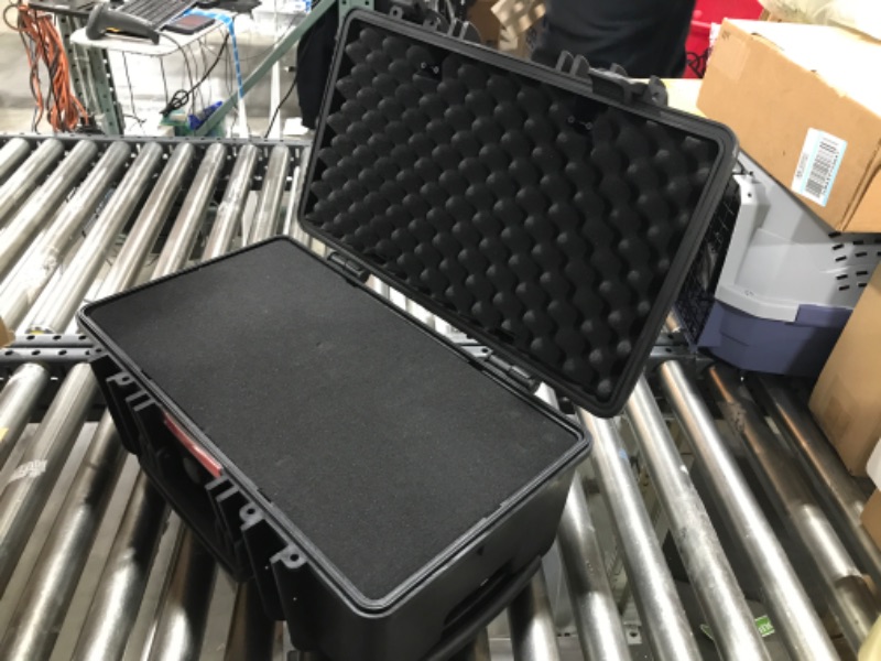 Photo 1 of 22" Rolling Weatherproof Equipment Case with Telescopic handle made of Polypropylene Plastic, Black with Foam Insert, 22" X 13.5" X 9"