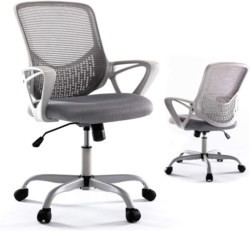 Photo 1 of Yangming Office Desk Chair, Mid Back Lumbar Support Computer Mesh Task Chair, Grey