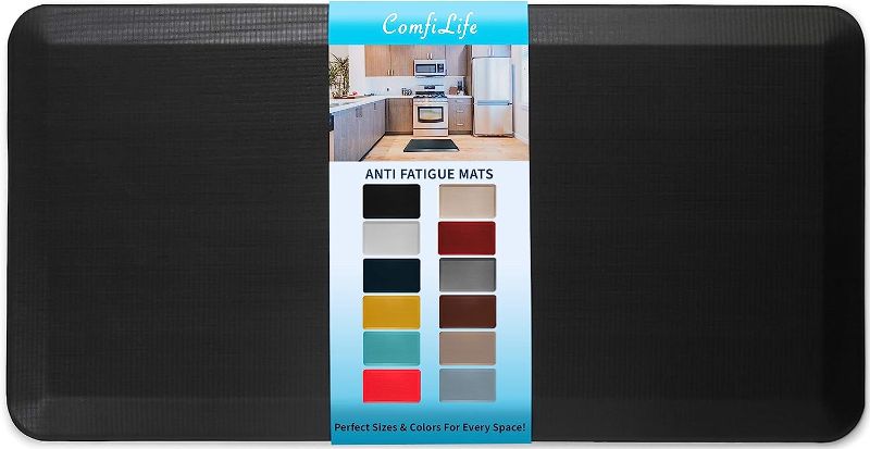 Photo 1 of 20" x 39" Thick Perfect Kitchen Mat, Standing Desk Mat – Comfort at Home, Office, Garage – Durable – Stain Resistant – Non-Slip Bottom (20" x 39", Black)