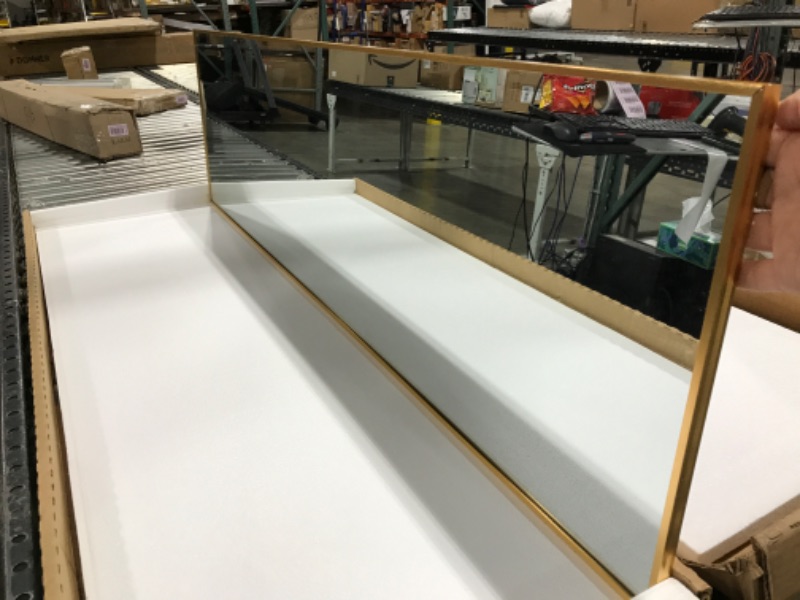 Photo 2 of Over The Door Mirror Mirrotek Full Length Mirror Aluminum Frame Gold Mirror. 13.7 x 48 Inches. (MT1005)