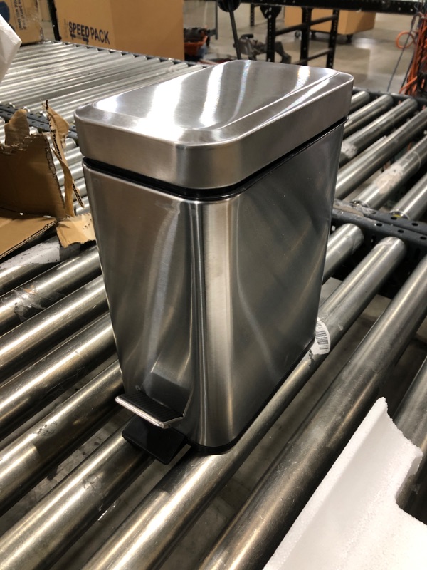 Photo 2 of 1.3 Gallon- Rectangular Small Steel Step Trash Can Wastebasket,Stainless Steel Bathroom Slim Profile Trash Can, 5 Liter