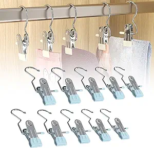 Photo 1 of 2024 New Space-Saving Clothespin Hat Pants Storage Hanging Travel Hook, Portable 360° Rotating Stainless Steel Hanging Hook Clips Towel Clips, Multifunctional Home Travel Hangers Clips (White, 30PCS) 