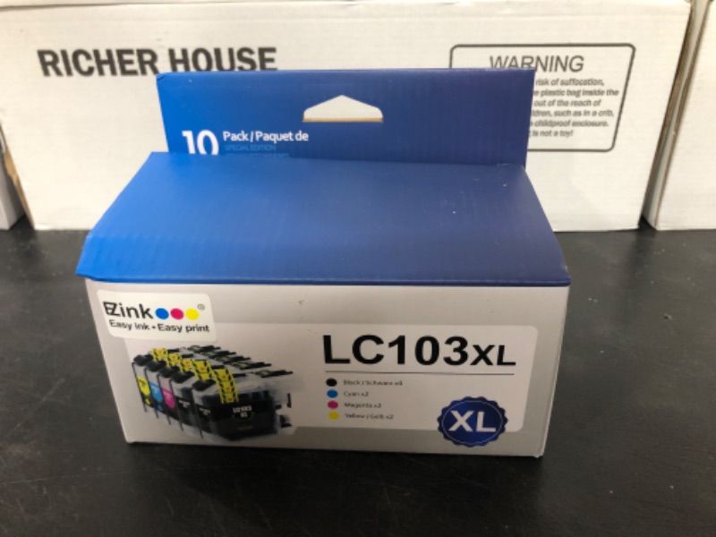 Photo 2 of E-Z Ink (TM Compatible Ink Cartridge Replacement for Brother LC-103XL LC103XL LC103 XL LC103BK LC103C LC103M LC103Y Compatible with DCP-J152W MFC-J245 (4 Black, 2 Cyan, 2 Magenta, 2 Yellow, 10 Pack)