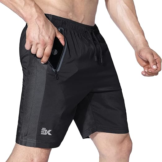Photo 1 of BROKIG Mens APEX Athletic Shorts with Zip Pockets,Breathable Sports Cool Fit Gym Training Shorts SIZE L 