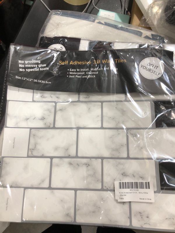 Photo 2 of 10-Sheet White Marble Look Peel & Stick Backsplash, 12”X12” Stick on Wall Tiles for Kitchen Backspalsh (Thicker Design)
