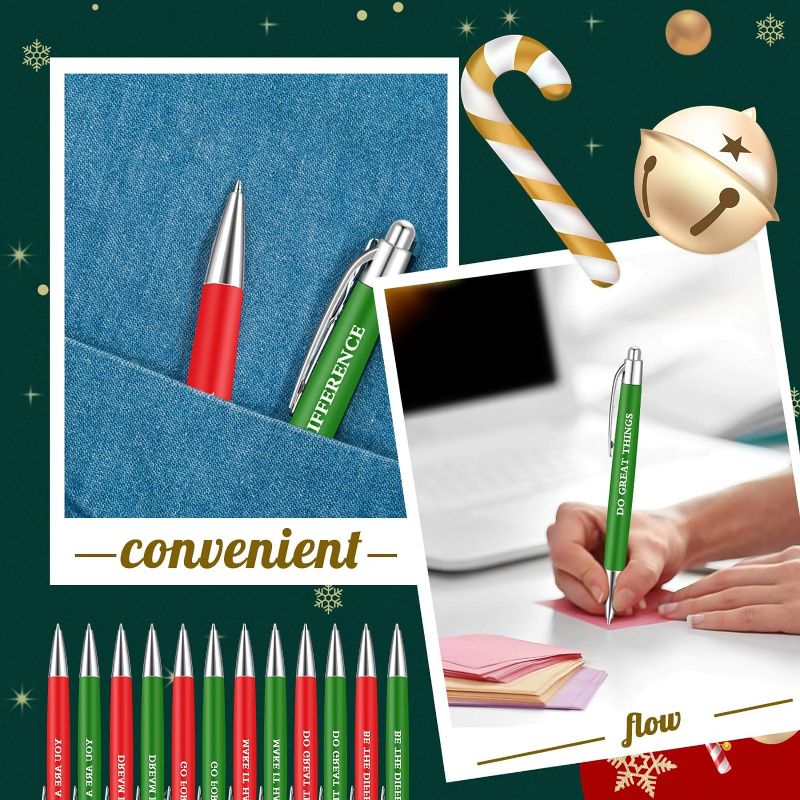 Photo 1 of 120 Pcs Christmas Pens Inspirational Ballpoint Pens Funny Black Ink Pens for Christmas Goodie Bag Stuffers Red Green Christmas Gifts for Kids Coworker Staff Adult Nurse Teacher Student

