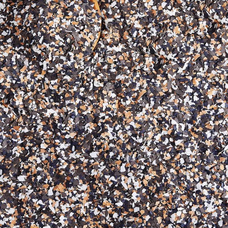 Photo 1 of 2800 G/ 6.17 lb Blend Decorative Color Chips Color Flakes Blend Concrete Coatings Paint Chips for Floors Interior Exterior House Paint (Black, White, Yellow, Coffee)
