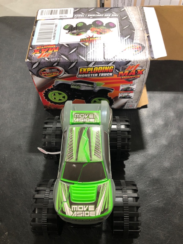 Photo 1 of Team Power Exploding Monster Truck with Explosive Crash Sounds and Lights, Smash It Up Again and Again, Toy Car for Boys and Girls 3 Years and Above [Amazon Exclusive] (Gray) Grey
